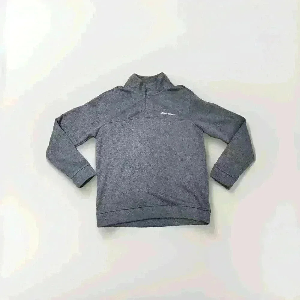 Eddie Bauer Snap Fleece Jacket Long Sleeve Blue Mens Size Large 4441